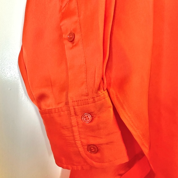 H&M Orange Satin Button Down Shirt Blouse Size Small - Picture 7 of 7